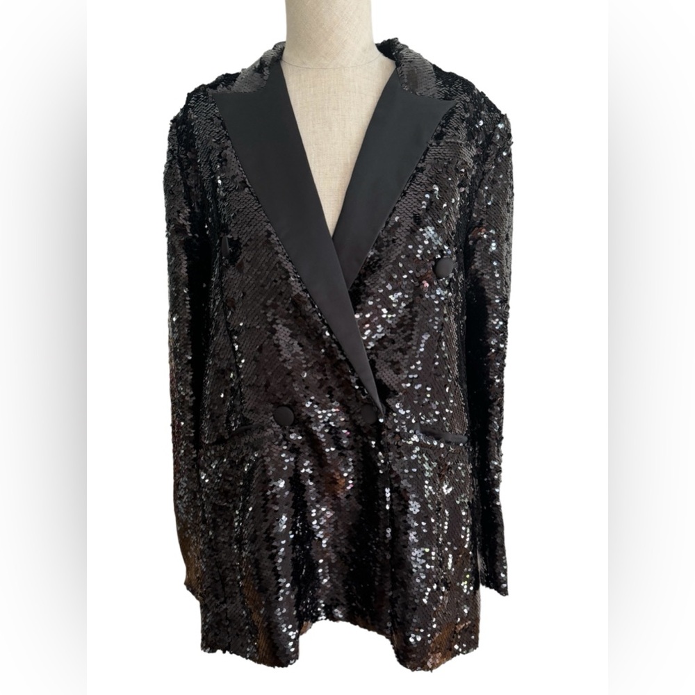 NWT!  Kate Hewko Black Sequin Blazer